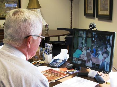 Graves Superintendent Pete Galloway skyping